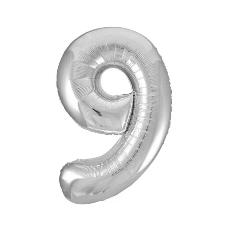 Silver Number 9Shaped Foil Balloon