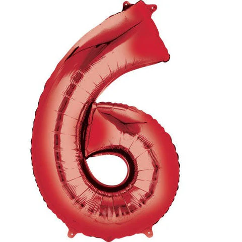 Red Number 6 Balloon