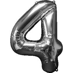 SilverNumber4 Shaped Foil Balloon