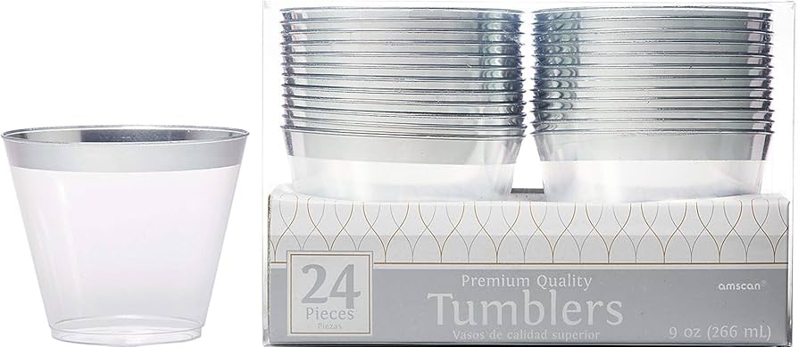 Plastic Tumblers Silver 24ct