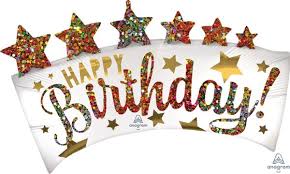 34" Happy Birthday Glitter Banner Supershape Balloon