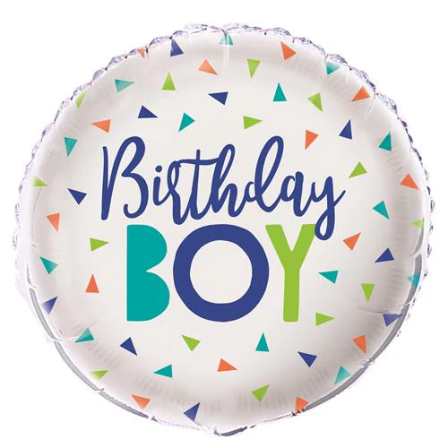 18 inch Confetti Birthday Boy Balloon