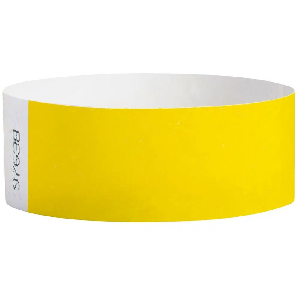 Tyvek Adhesive Wristbands Yellow 100 count