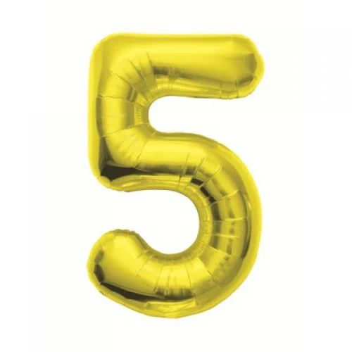 Gold Number 5 Balloon