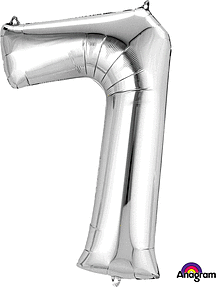 Silver Number 7 Shaped Foil Balloon