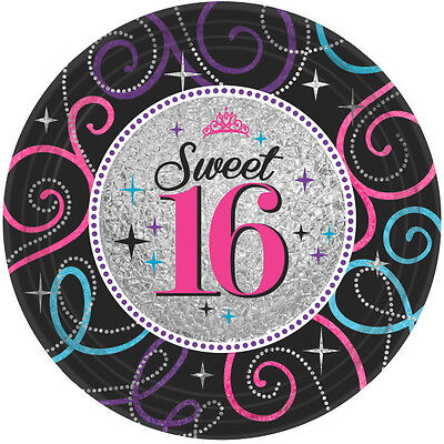 sweet sixteen celebration 8 count 9inch plates