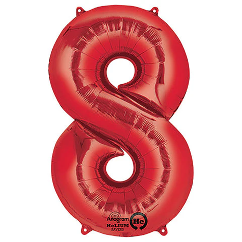 Red Number 8 Balloon