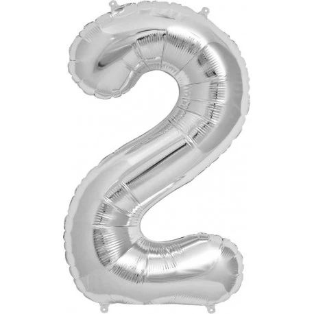 silver Number Shaped 2 Foil Balloon