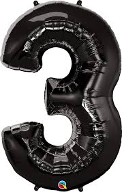 Black Numbers3 Foil Balloon
