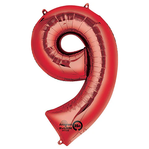 Red Number9 Balloon