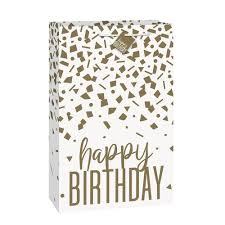 Happy Birthday Gold Confetti Jumbo Giftbag