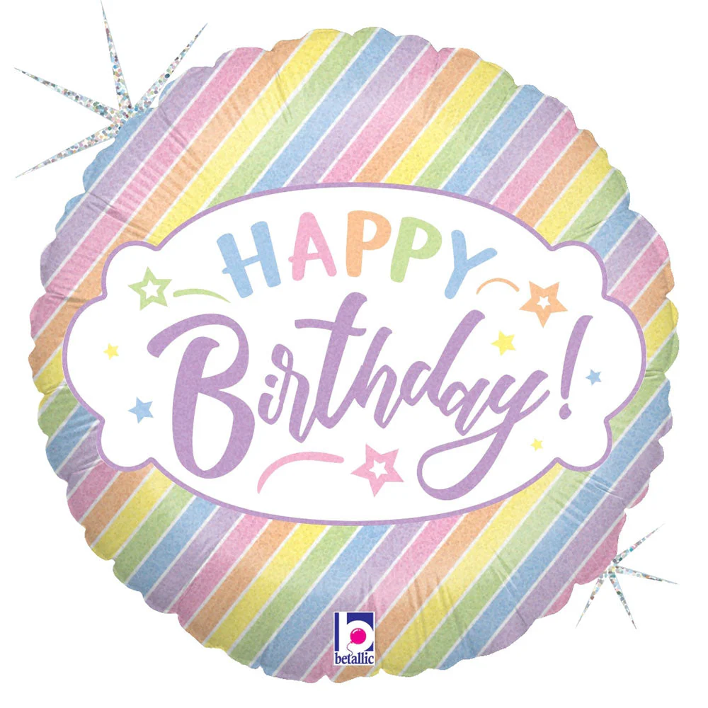 18 inch Betallic Pastel Birthday Foil Balloon