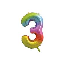 Rainbow #3 Foil Number Balloon