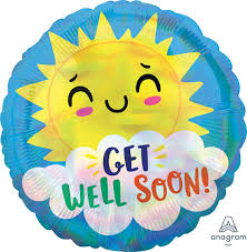 18" Get Well Soon Happy Sun Foil Balloon