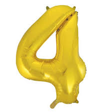 Gold #4 Foil Number Balloon