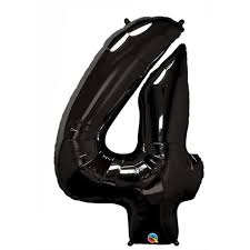 Qualatex 34'' Number Four Onyx Black Balloon
